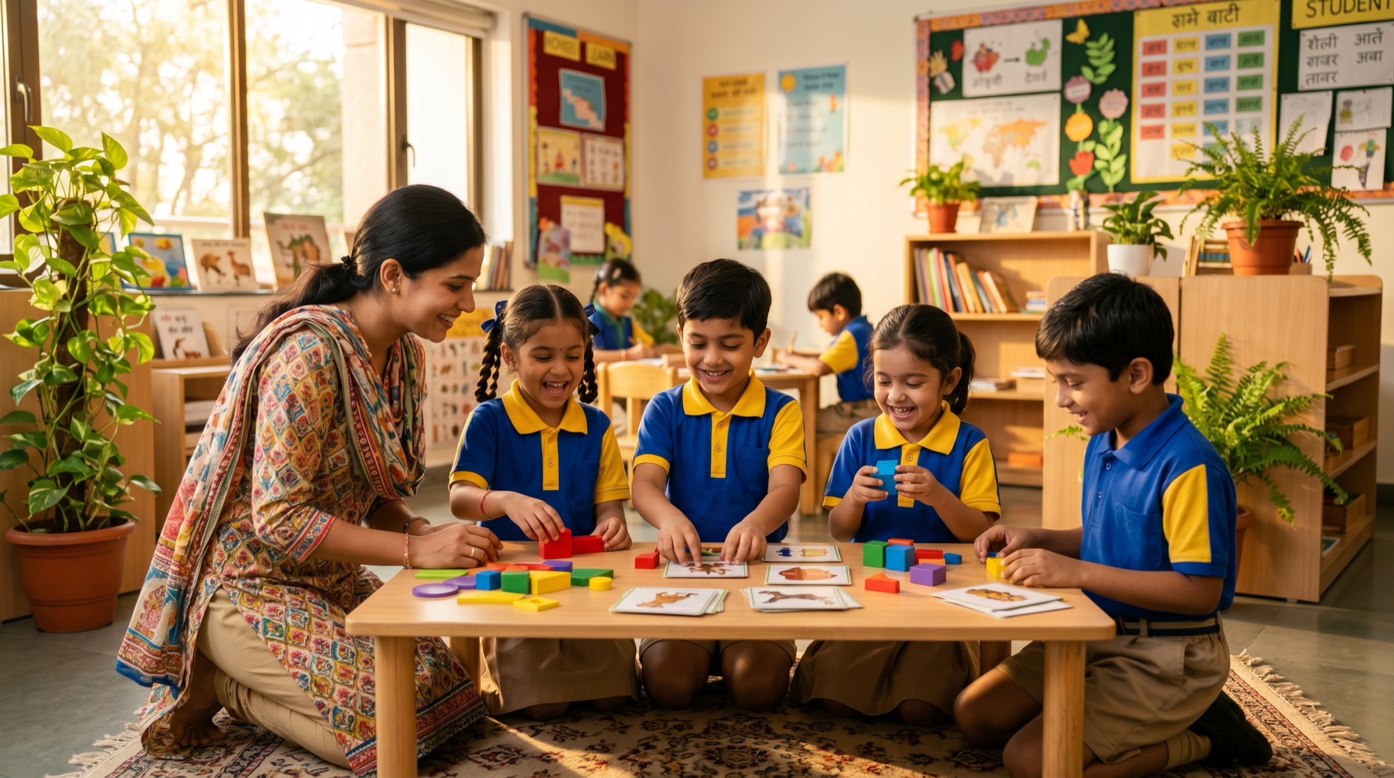 Children learning together in a sunlit Sprout classroom